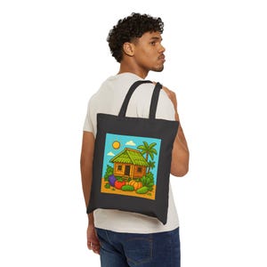 Bahay Kubo Tote | Filipino Culture Canvas Tote | Philippines Inspired Reusable Bag image 5