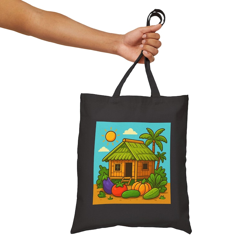 Bahay Kubo Tote | Filipino Culture Canvas Tote | Philippines Inspired Reusable Bag image 3