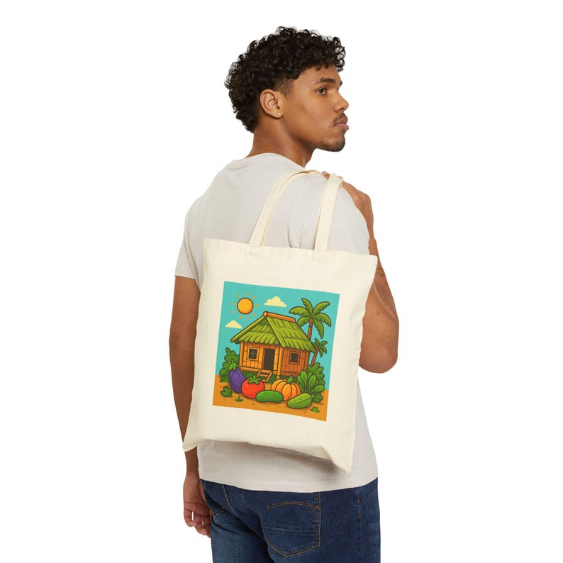 Bahay Kubo Tote | Filipino Culture Canvas Tote | Philippines Inspired Reusable Bag image 6