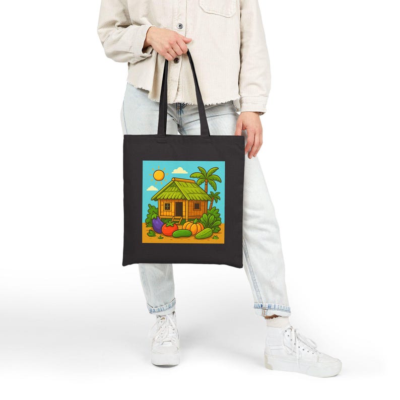 Bahay Kubo Tote | Filipino Culture Canvas Tote | Philippines Inspired Reusable Bag image 8