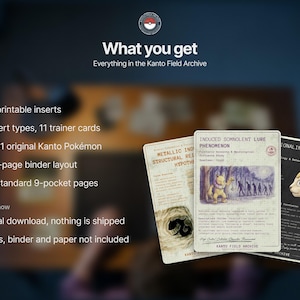 Kanto Pokemon Binder Inserts for SV 151 Master Set | Pokedex Placeholder Cards | Gen 1 Living Dex Printables | Kanto Field Archive image 2