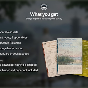 Insertos para carpetas de Pokémon de Johto / Tarjetas de marcador de posición de la Pokédex / Imprimibles de la Pokédex viviente de la Generación 2 / Encuesta regional de Johto imagen 2