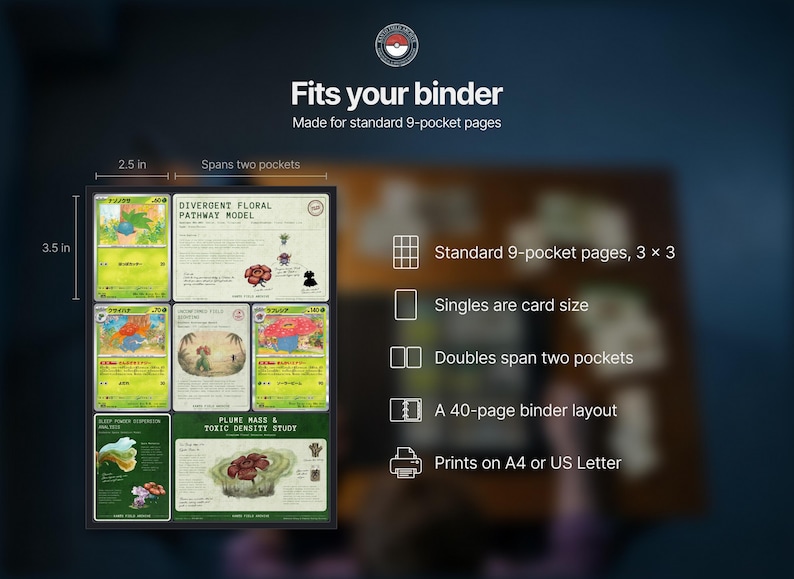Kanto Pokemon Binder Inserts for SV 151 Master Set | Pokedex Placeholder Cards | Gen 1 Living Dex Printables | Kanto Field Archive image 7