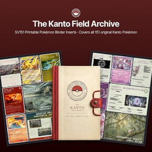 Kanto Pokemon Binder Inserts for SV 151 Master Set | Pokedex Placeholder Cards | Gen 1 Living Dex Printables | Kanto Field Archive