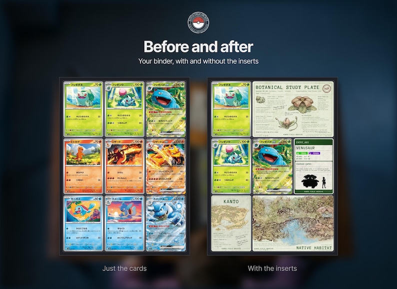 Kanto Pokemon Binder Inserts for SV 151 Master Set | Pokedex Placeholder Cards | Gen 1 Living Dex Printables | Kanto Field Archive image 3
