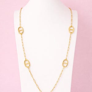 Collier sautoir doré maille marine en acier inoxydable