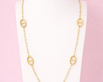 Collier sautoir doré maille marine en acier inoxydable