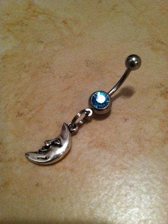 Items similar to Belly button ring Body Jewelry Moon belly button