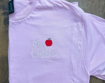Embroidered teacher t shirt
