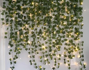 LED Ivy Vine String Lights – Green Ivy Leaf Vines with Led String Lights | Fake Hanging Plants for Room, Wall & Home Decor
