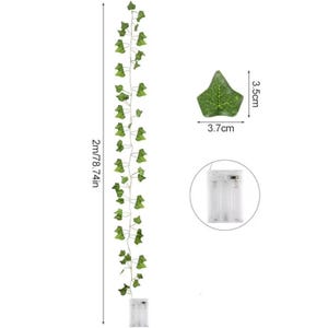 May include: A string of artificial ivy with green leaves, 78.74 inches long, with a battery-powered light source. A single leaf measures 3.7cm by 3.5cm. Ideal for home decor, this product adds a touch of nature.