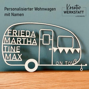 Personalisierter Wohnwagen mit Namen | Camper Deko | Camping Geschenk | Wohnwagen Schild | Camper Familie | Wohnwagen Deko