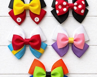 Disney Mickey Mouse Clubhouse Inspired Grosgrain Ribbon Hair Bows, Kids Accessory