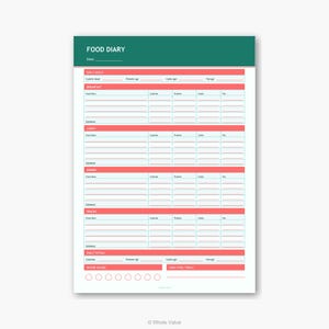 Food Diary Printable PDF | Daily Meal Tracker with Calories Macros Water Intake | Nutrition Log image 4