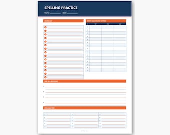Spelling Practice Worksheet Printable PDF | Word List Write 3 Times Sentences Test | Homeschool