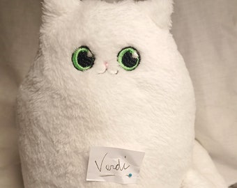 SLIGHTLY Fat Cat Faux Fur 'FURRY' - White, Black and Gray * Big Baby Eyes * Cute & Affordable  * Made in usa