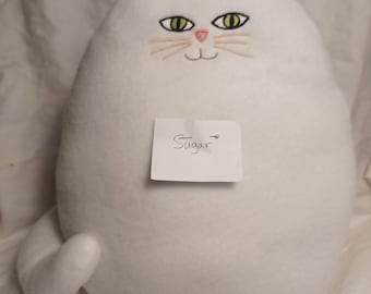 FAT Cat Whimsical Eyes Plain Bottom pillows -  Cute and cuddly - Solid colors * Made in usa