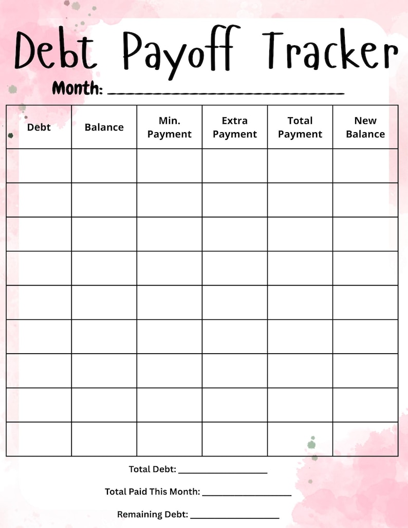 Debt Payoff Tracker Printable | Debt Snowball Worksheet | Debt Payment ...