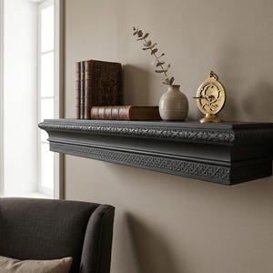 Antik stil flytande hylla gamla pengar dekor traditionell vägghylla vintage lyx display avsats bild 8
