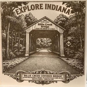 Billie Creek Covered Bridge Keramikunderlägg - Utforska Indiana Souvenir, Parke County Bridge Festival Gåva