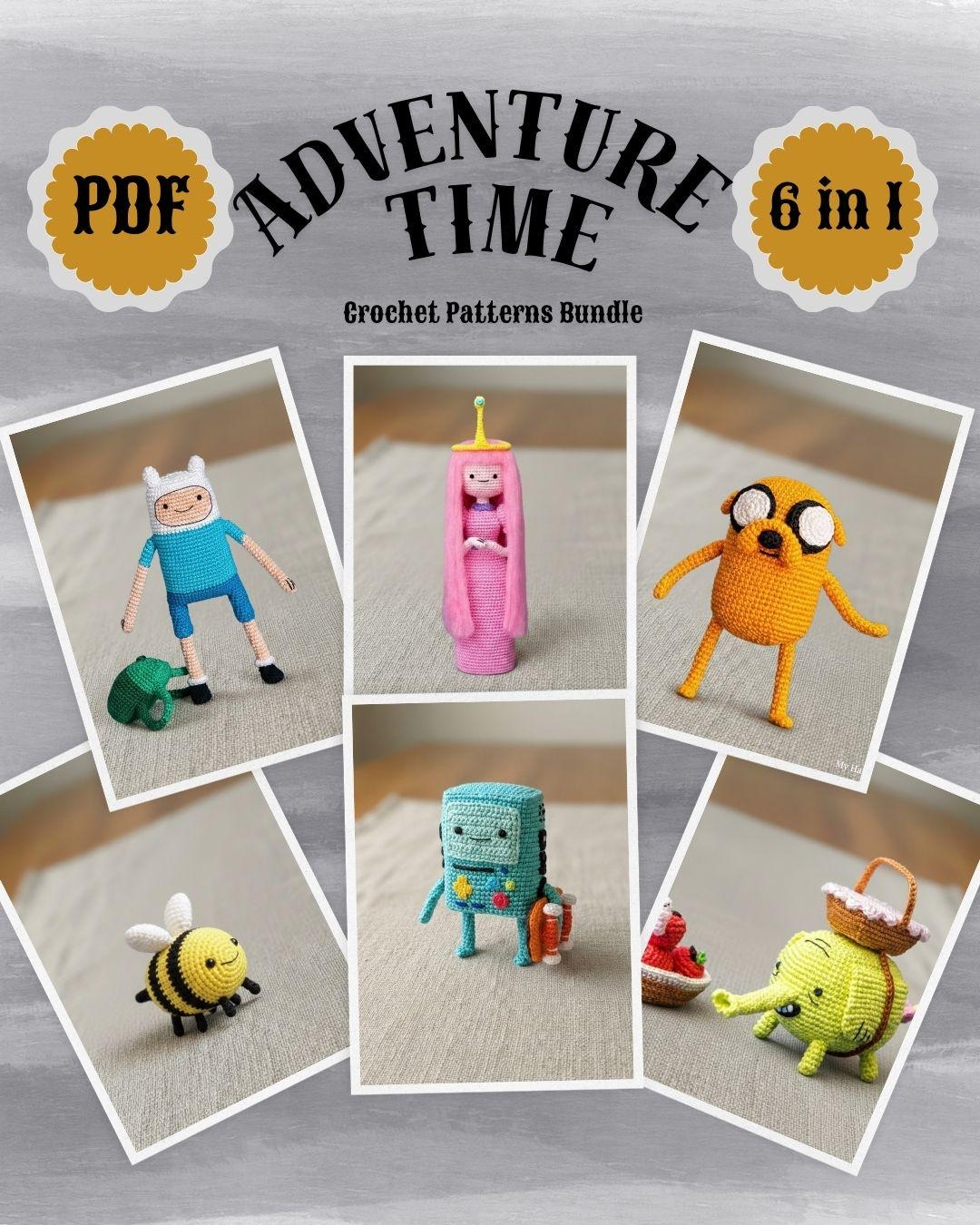 Adventure Time Amigurumi Crochet Pattern Bundle, 6 Cute Cartoon ...