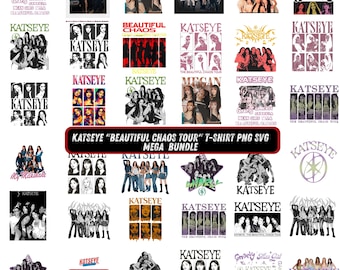 Katseye "Beautiful Chaos Tour" T-Shirt PNG mega Bundle Ready to Print, Retro Pop Vibes Graphic png, Beautiful Chaos Vintage Aesthetic png,