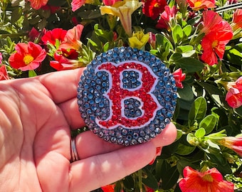 Bedazzled Boston Red Sox pin! Glam your baseball game day outfit!