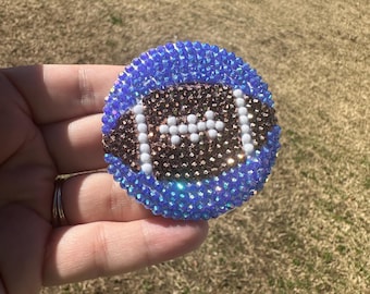 Custom Bedazzled Football Pin: Personalized Background Color Button