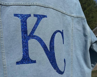 Hand Made Kansas City Royals Bedazzled Jean Jacket! Unique and One of a Kind!