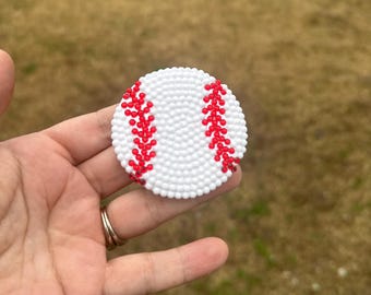 Custom Bedazzled Baseball Pin Button: Personalized for logo or number in middle