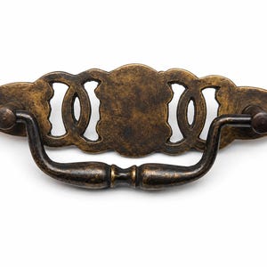 Antique Solid Brass Bail Pull | Early American Drawer Pull | Vintage Dresser Handle