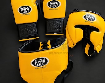 Boxing Gloves, Head Guard, Groin Guard Set – Full Sparring Training Gear