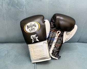 Custom Made No Boxing No Life New design Cow Hide Leather Boxing Gloves Training Sparring Gloves.
