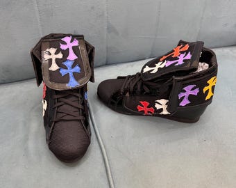 Custom High-Top Chrome Heart Boxing Shose | Personalized Fight Footwear Anniversary gift