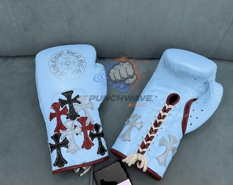 Custom Made Chrome Heart New design Cow Hide Leather Boxing Gloves Training Sparring Gloves.