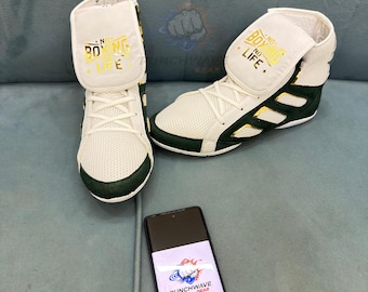 No Boxing No Life Custom Made Best Quality Original Leather Breathable Mesh Boxing Wrestling Training Fighting Shoes.