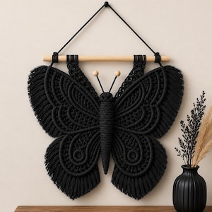 Motif de tenture murale papillon en macramé PDF Tutoriel d'art fibre bricolage bohème téléchargement immédiat