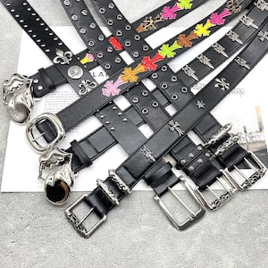 Punk Rock Ledergürtel mit Metallbeschlägen und abnehmbarer Schnalle