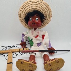 Vintage Mexican Folk Art Marionette Puppet