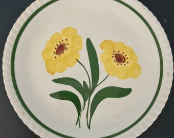 Assiette florale vintage de 9,5 po. Blue Ridge Southern Potteries