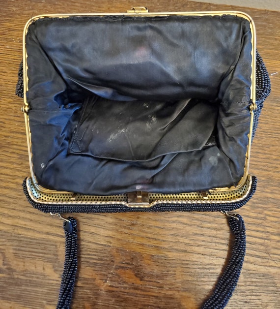 Vintage Black Beaded Handbag - image 5