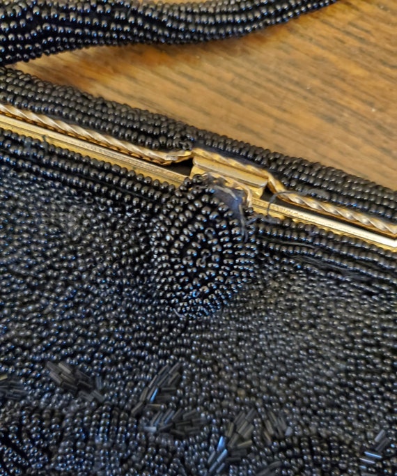 Vintage Black Beaded Handbag - image 6