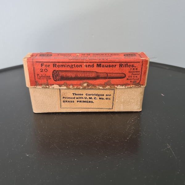 Boîte de munitions vide 7 mm pour fusils Remington et Mauser vintage