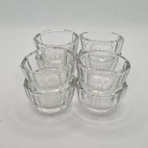 Vintage helderglazen zoutkom met sterpatroon, set van 8 inch