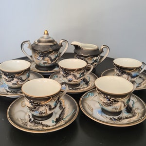 Vintage Japanese Moriage Dragonware Tea Set