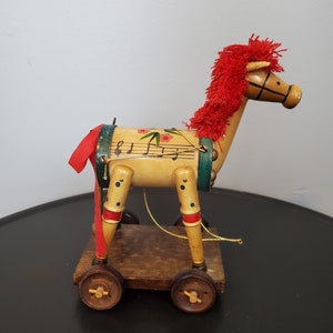 Vintage Wooden Horse on Wheels