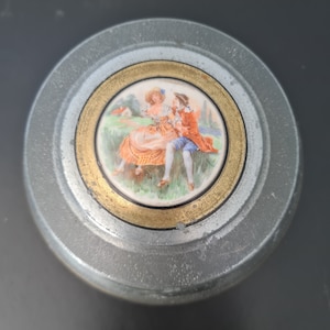 Vintage Viktorianische Metall Puderdose