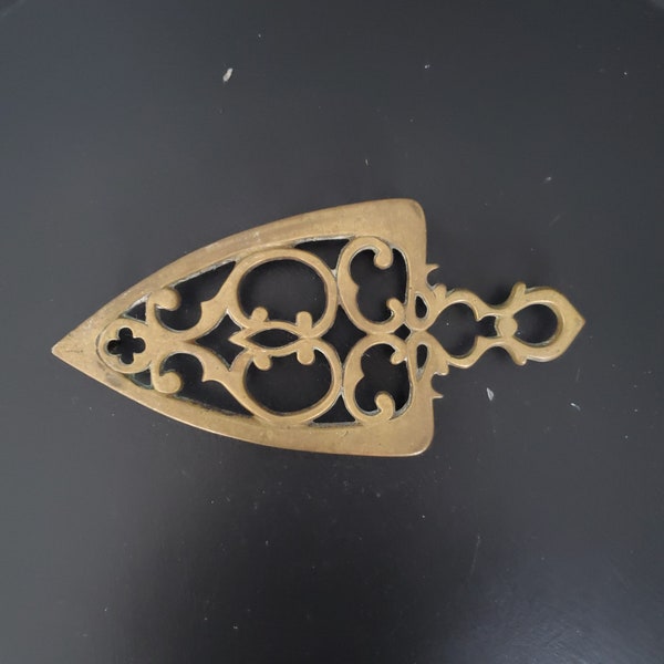 Vintage Scrolled Cast Brass Iron Trivet