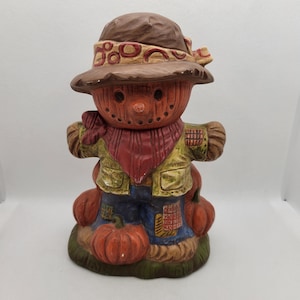 Espantapájaros de calabaza de cerámica vintage pintado a mano