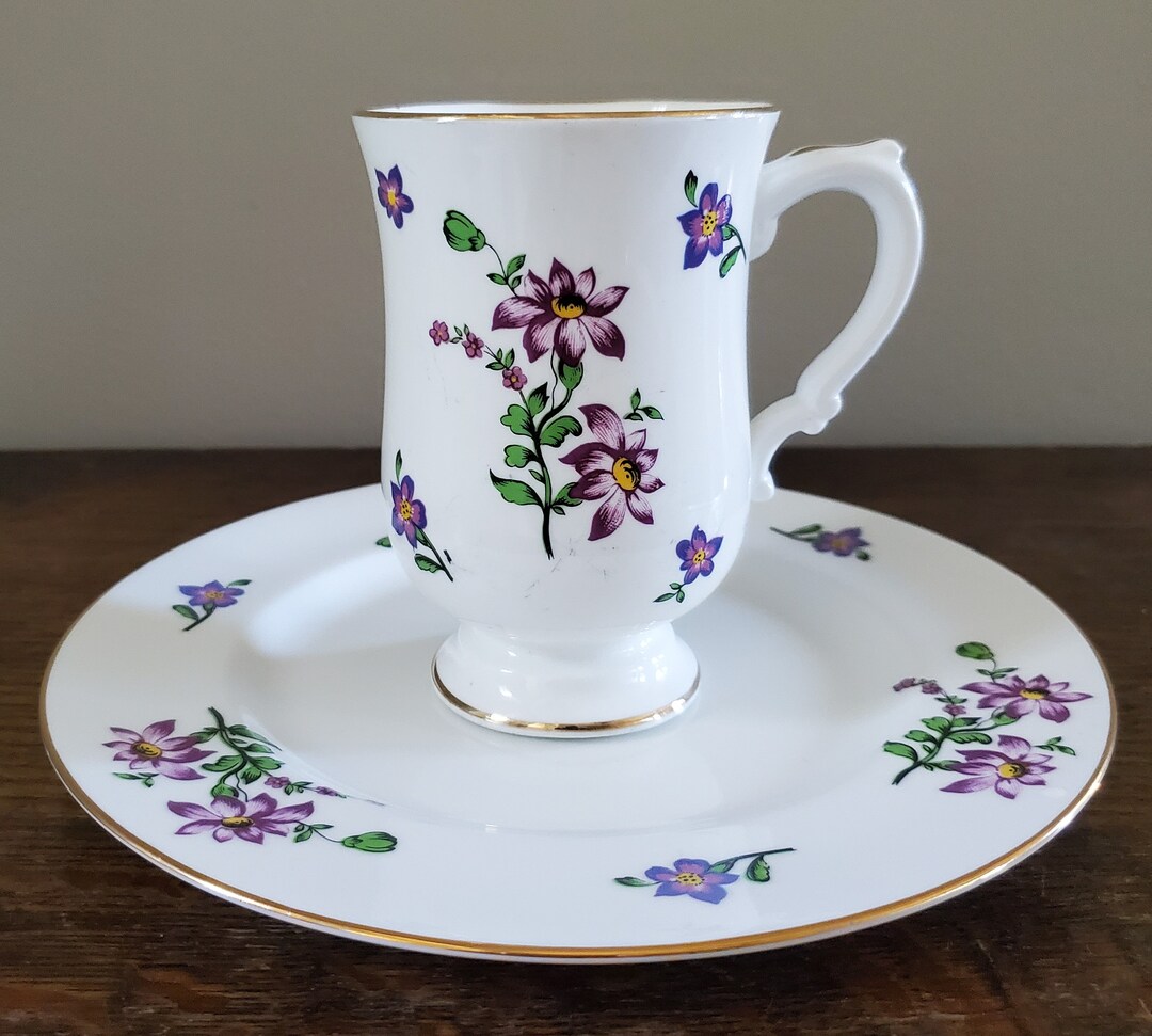 Vintage Royal Victoria Bone China Floral Mug and Dessert/salad